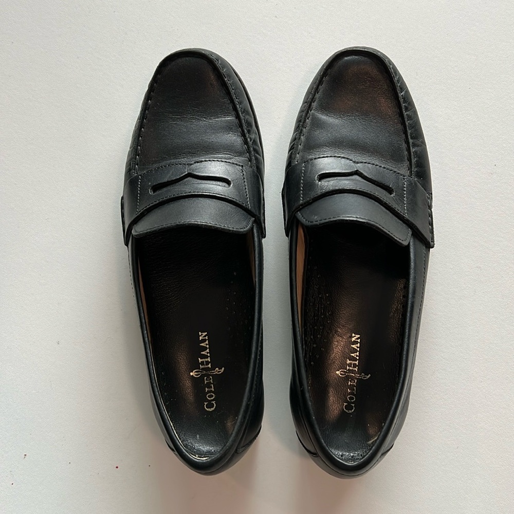 Cole Haan Black Leather Penny Loafers